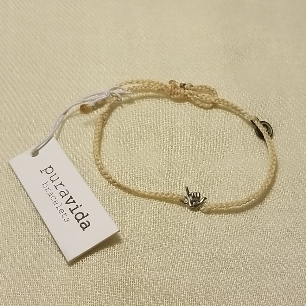 Pura vida silver Shaka charm bracelet